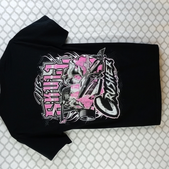 Small Ms Skull Crusher drag racing black and pink short sleeve tee - Picture 5 of 7